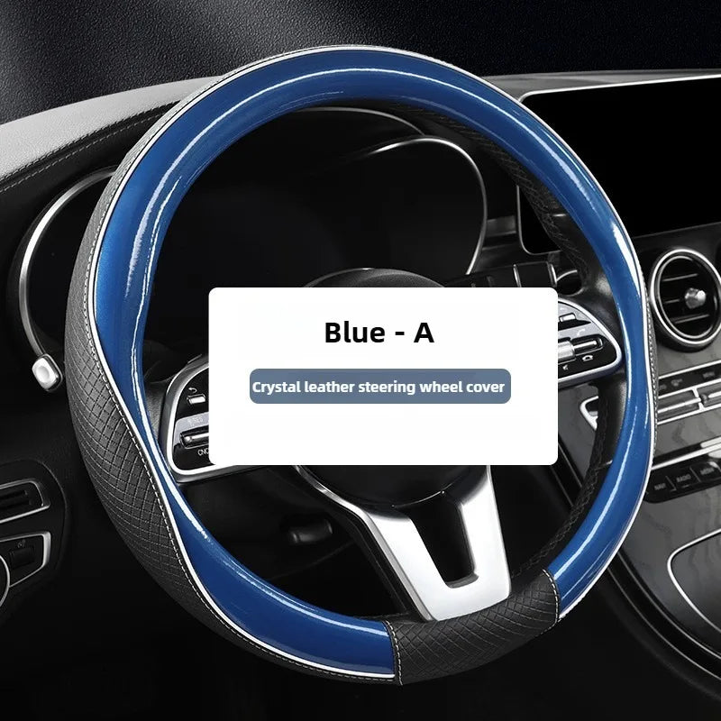 Fashion Steering Wheel Cover – Universal 38 cm Microfiber Leather Car Accessories, Non-Slip & Heat-Resistant Handle Grip for All Seasons - Delicate Leather  