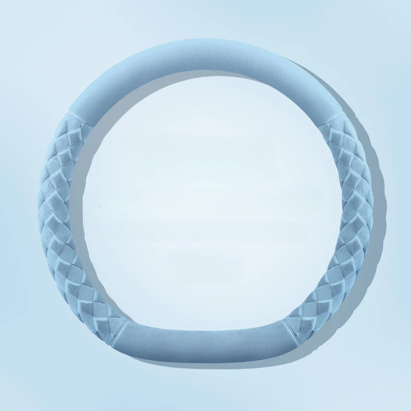 Fuzzy Steering Wheel Cover – Universal Winter Plush Anti-Slip Handle Protector - Delicate Leather  