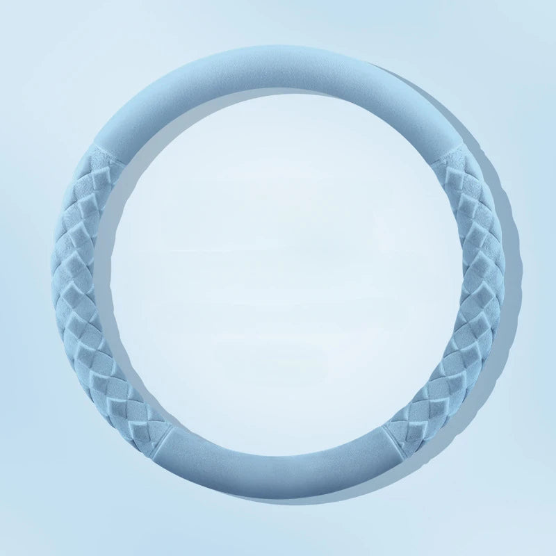 Fuzzy Steering Wheel Cover – Universal Winter Plush Anti-Slip Handle Protector - Delicate Leather  