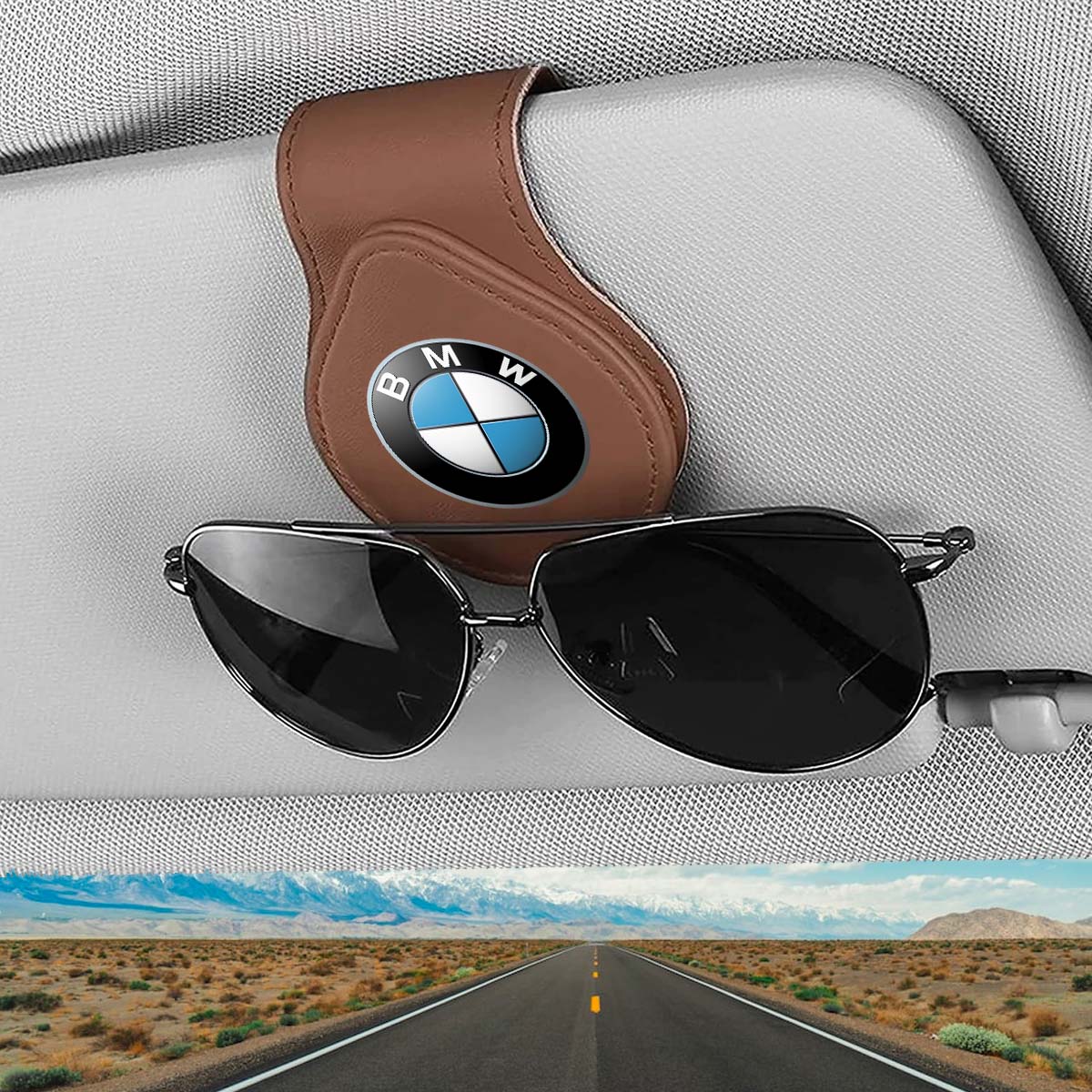 Car Sunglasses Holder, Custom For Your Cars, Magnetic Leather Glasses Frame 2023 Update KX13995 - Delicate Leather