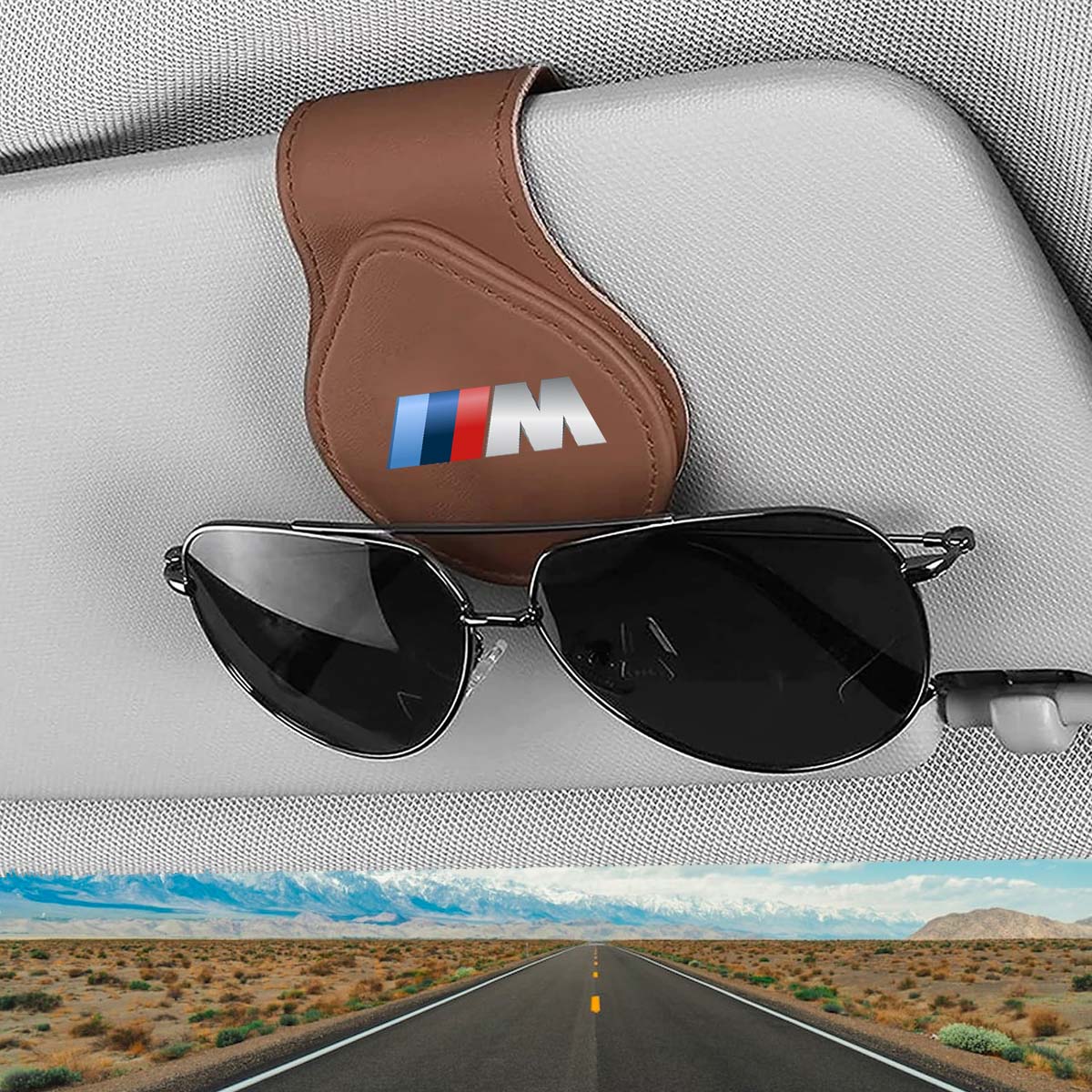 Car Sunglasses Holder, Custom For Your Cars, Magnetic Leather Glasses Frame 2023 Update KO13995 - Delicate Leather