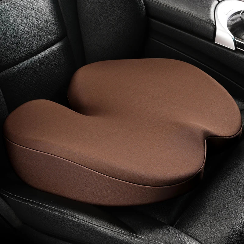 Memory Foam Car Seat Cushion – Non-Slip Seat Pad with Removable Cover - Delicate Leather  