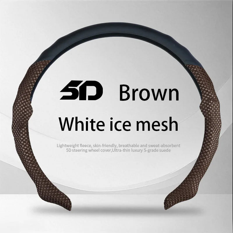 5D Honeycomb Mesh Steering Wheel Cover – Ultra-Thin Breathable Non-Slip Grip, Universal Fit Interior Accessory - Delicate Leather  