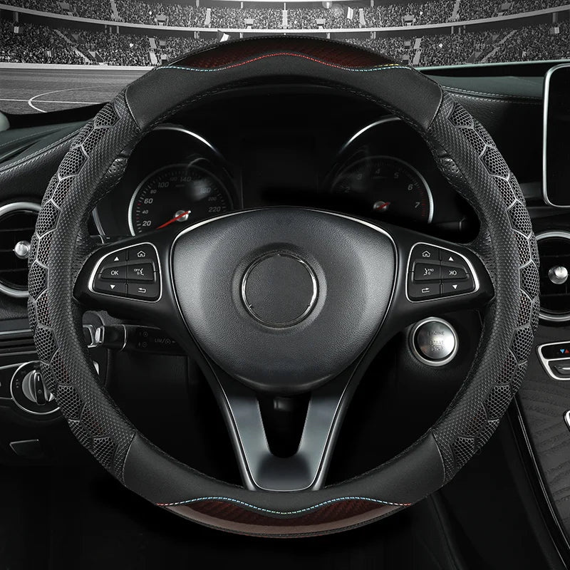 Anti-Slip Car Steering Wheel Cover – All-Season Wear-Resistant Protective Handlebar - Delicate Leather  