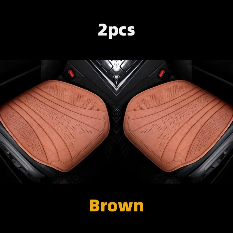 Suede Car Seat Cover - Breathable Front Seat Anti-slip Cushion - Universal 5-Seater Car Front/Rear Protection - Interior Accessories - Delicate Leather  