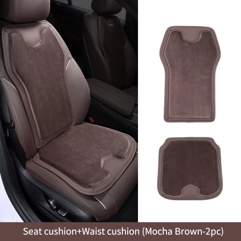 Car Seat Cover Cushion - Warm Flannel Soft Memory Foam Seat Protector Booster Pad - Winter Seat Accessories - Delicate Leather  