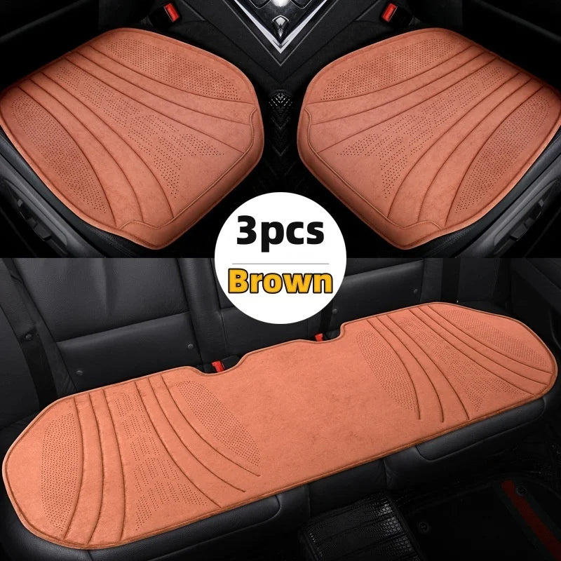 Suede Car Seat Cover - Breathable Front Seat Anti-slip Cushion - Universal 5-Seater Car Front/Rear Protection - Interior Accessories - Delicate Leather  
