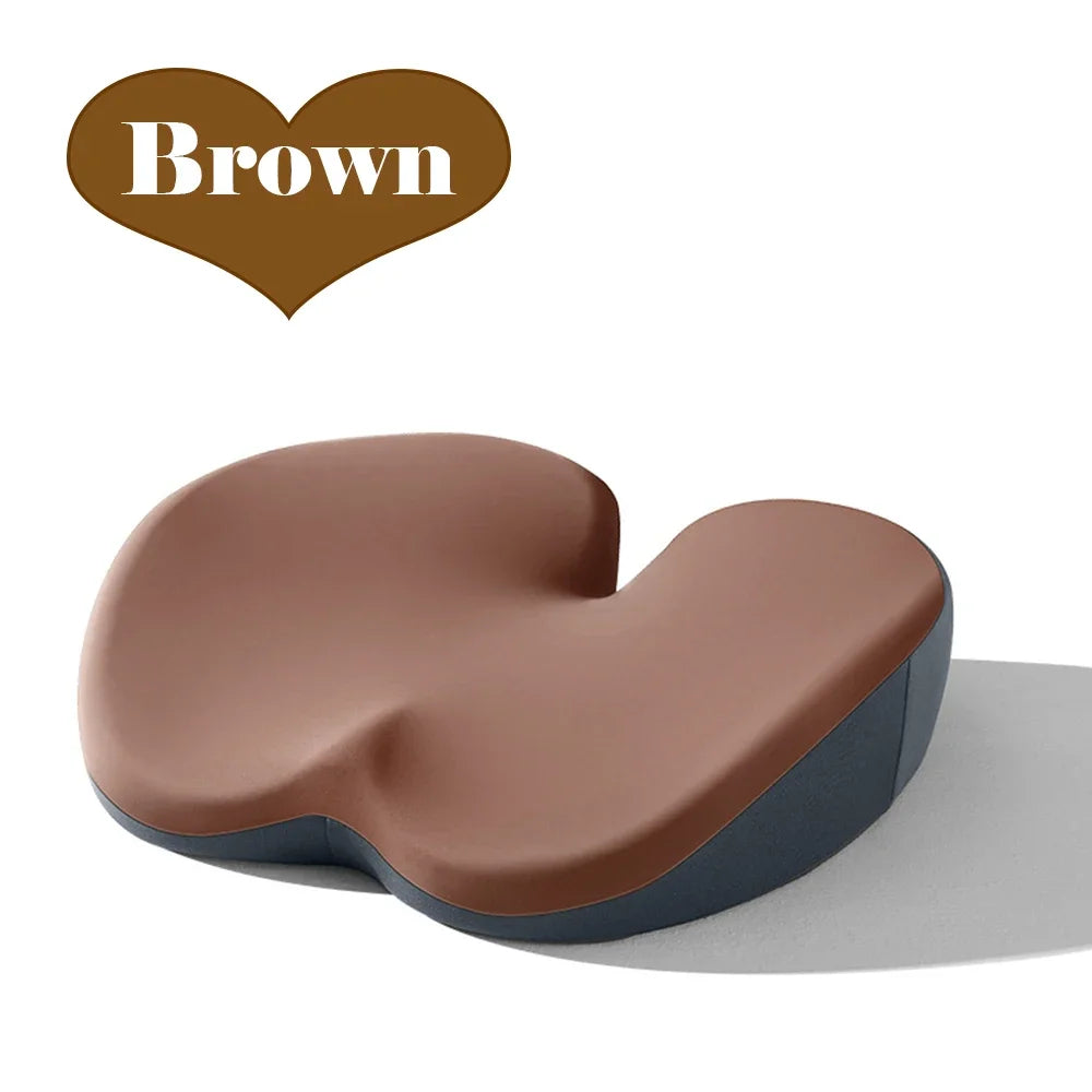 Memory Foam Seat Cushion – Ergonomic Chair Booster Pad for Office, Home, and Car - Delicate Leather  