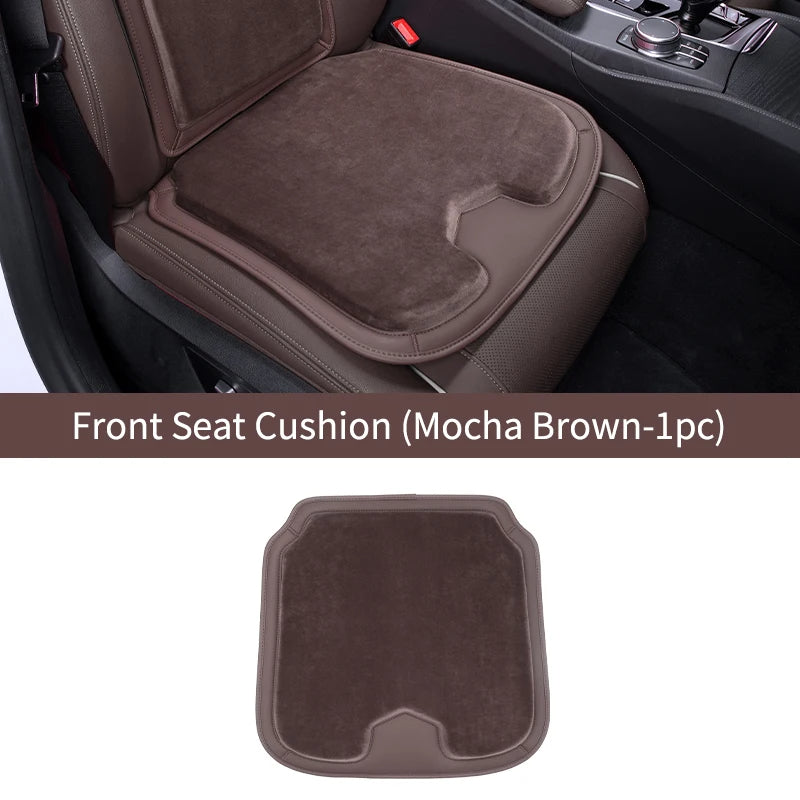 Car Seat Cover Cushion - Warm Flannel Soft Memory Foam Seat Protector Booster Pad - Winter Seat Accessories - Delicate Leather  