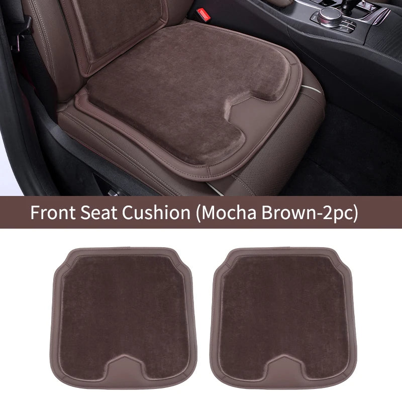 Car Seat Cover Cushion - Warm Flannel Soft Memory Foam Seat Protector Booster Pad - Winter Seat Accessories - Delicate Leather  