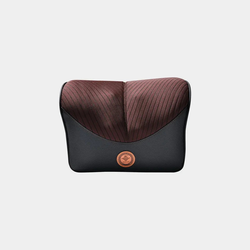 Electric Massage Car Neck Pillow and Lumbar Support – Memory Foam Headrest & Waist Cushion for Driving Comfort - Delicate Leather  