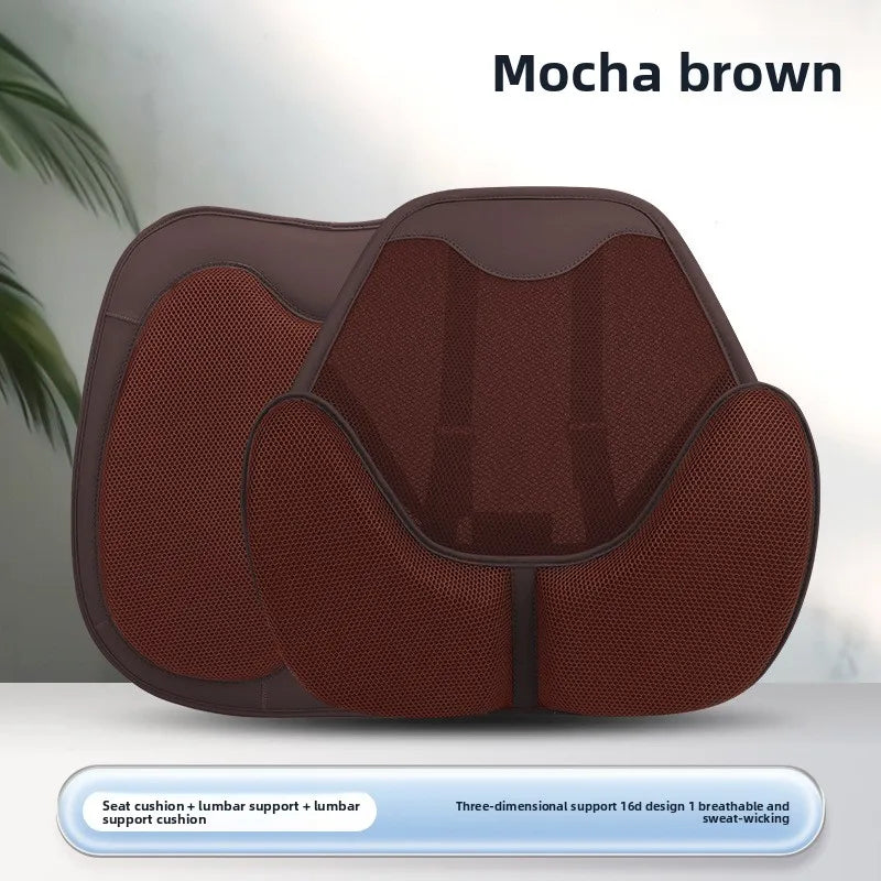 Non-Slip Universal Car Seat Cover – Ice Silk Cushion with Waist Support for Four-Season Comfort - Delicate Leather  