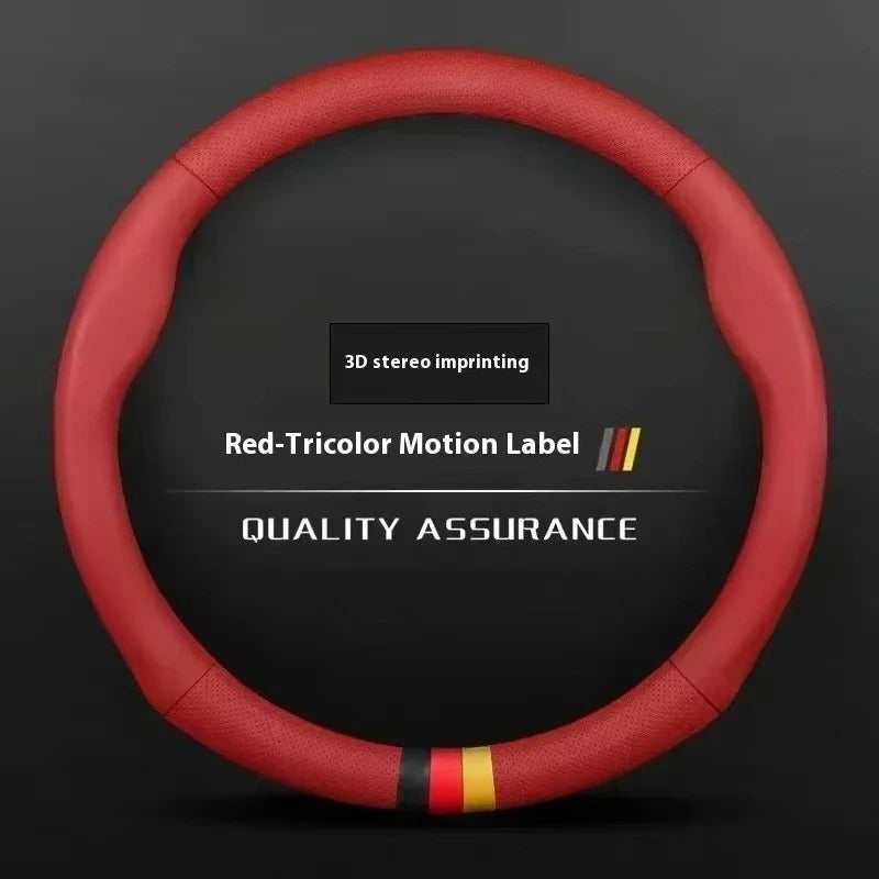 Universal Ventilated Anti-Slip Steering Wheel Cover – Breathable Leather Grip Protector with Carbon Fiber Texture, Fits 36–38cm Steering Wheels - Delicate Leather  