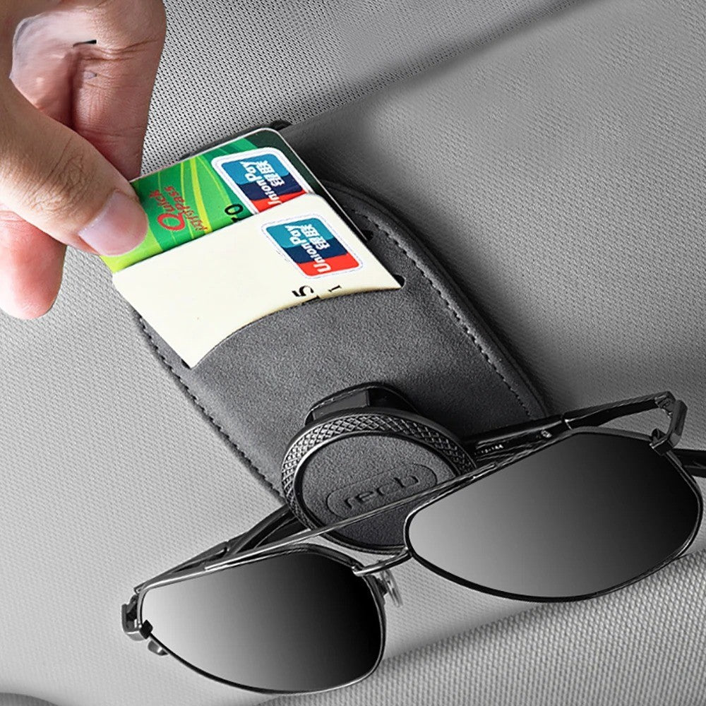 Universal Car Sun Visor Leather Sunglasses Holder