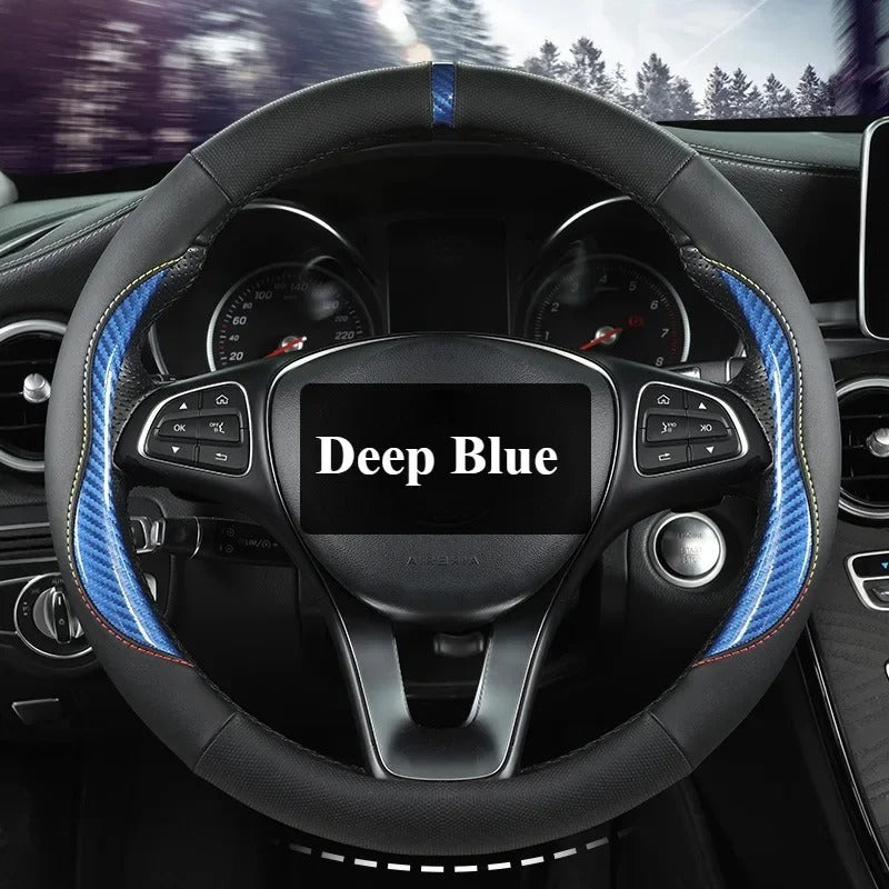 Microfiber Leather Steering Wheel Cover – Universal O & D Shape Anti-Slip Design - Delicate Leather  