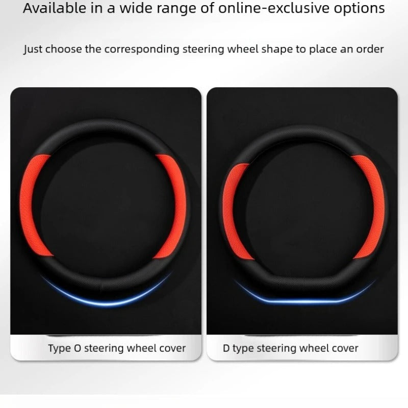 Nappa Leather Steering Wheel Cover – Non-Slip Universal 38 cm