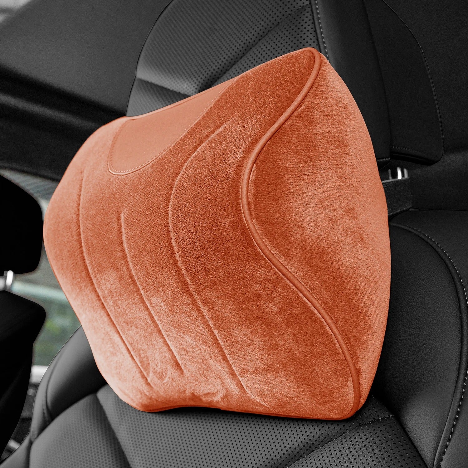 Car Seat Headrest Pillow – Universal Neck Support Cushion for Vehicle Seats - Delicate Leather  