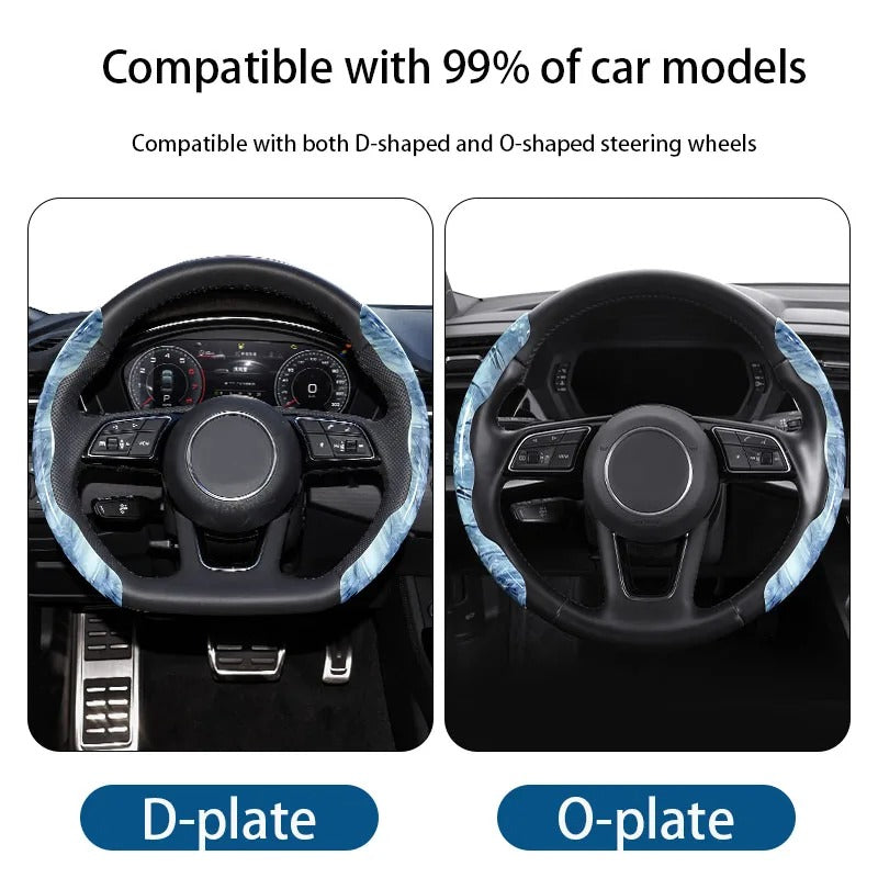 Broken Ice Pattern Steering Wheel Cover 38cm – Universal Ultra-Thin Breathable Non-Slip Car Steering Wheel Protector - Delicate Leather