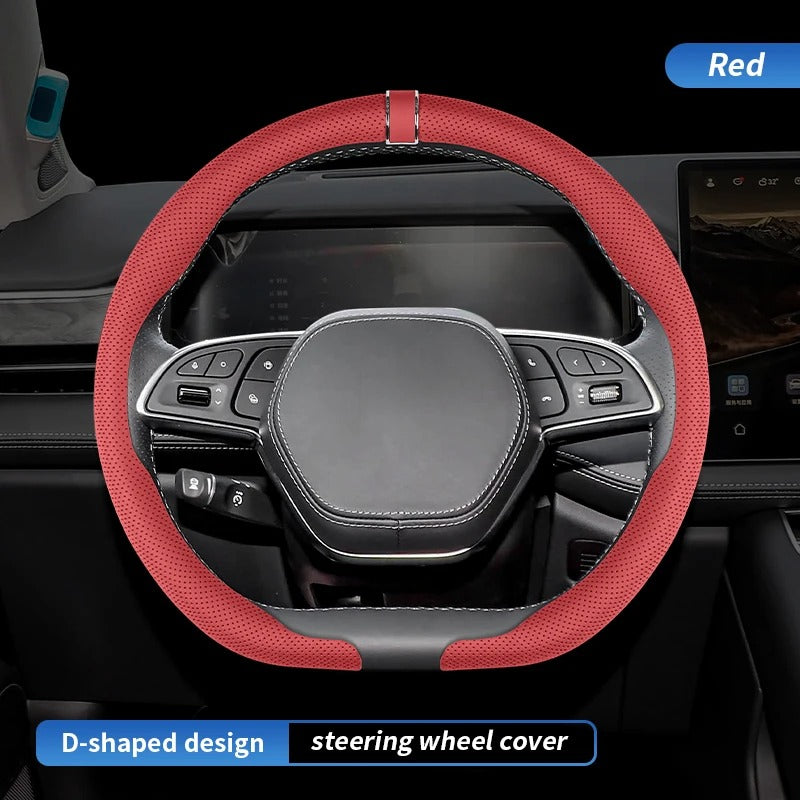 Premium Steering Wheel Cover – Easy Installation, Anti-Slip Universal 38cm Fit - Delicate Leather