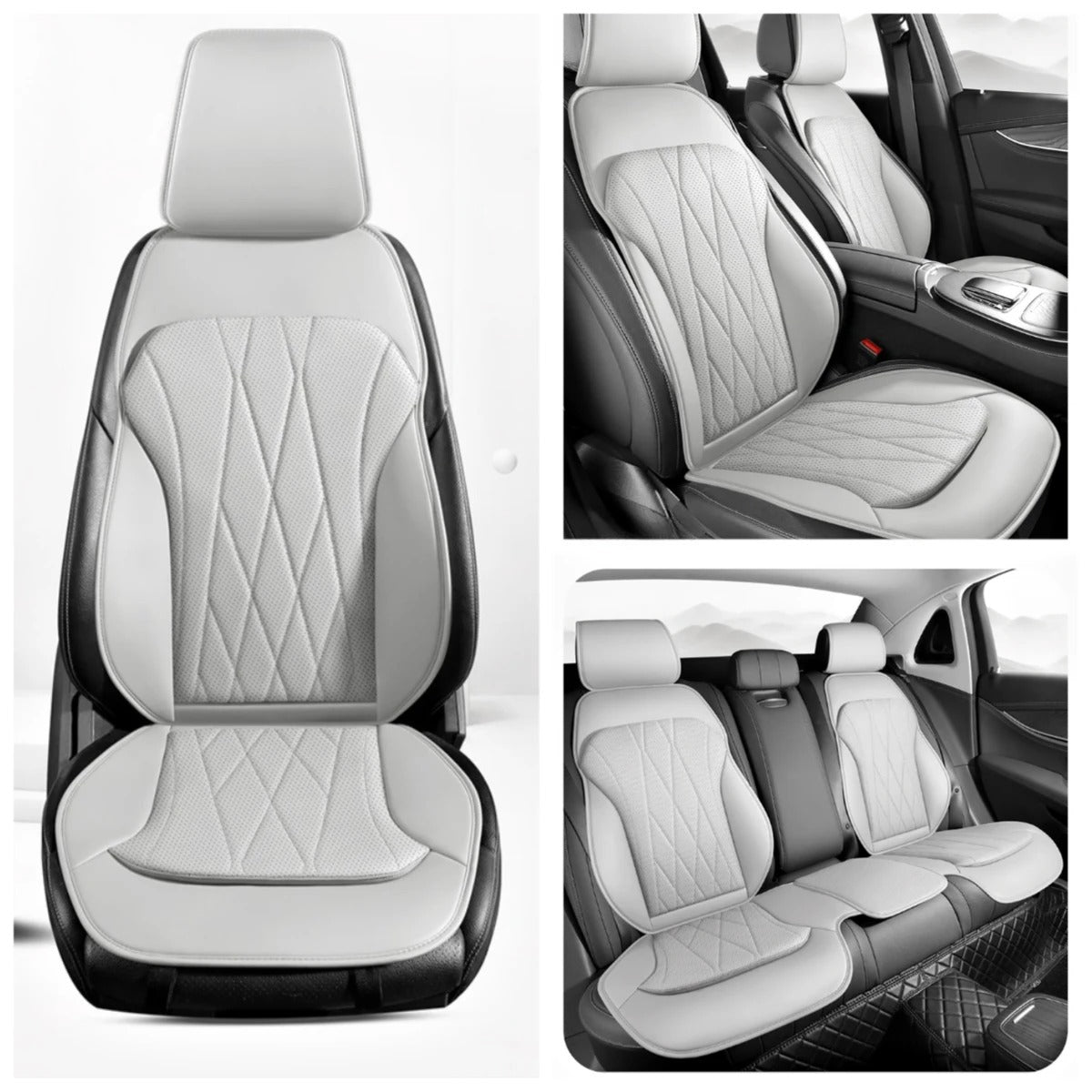 Premium Leather Car Seat Covers – Universal Full Set with Non-Slip Protection - Delicate Leather