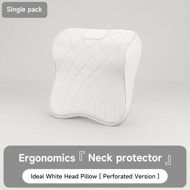 Universal Car Leather Headrest Neck Pillow – Memory Foam Car Seat Neck Support Cushion for Most Vehicles - Delicate Leather