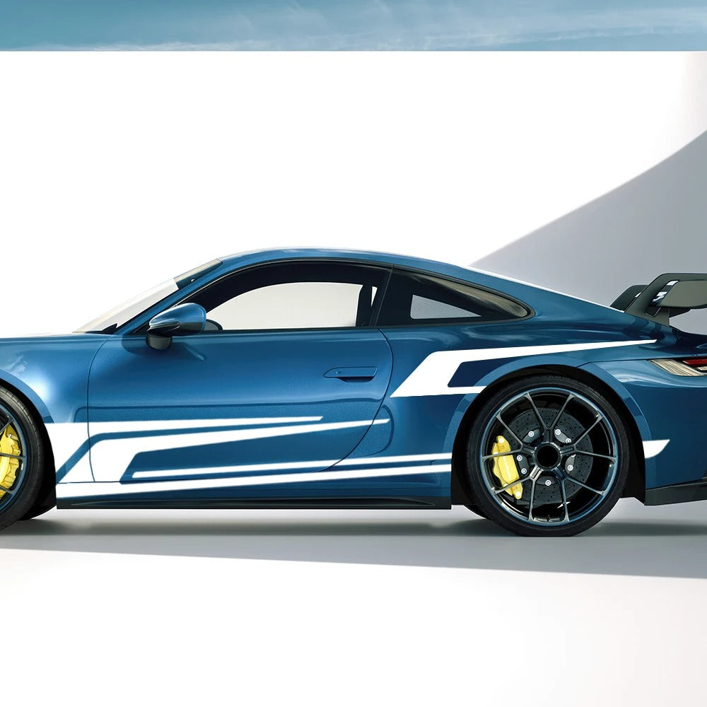 Car Side Sport Stripe Decals – Self-Adhesive PVC Vinyl Body Graphic Stickers - Delicate Leather