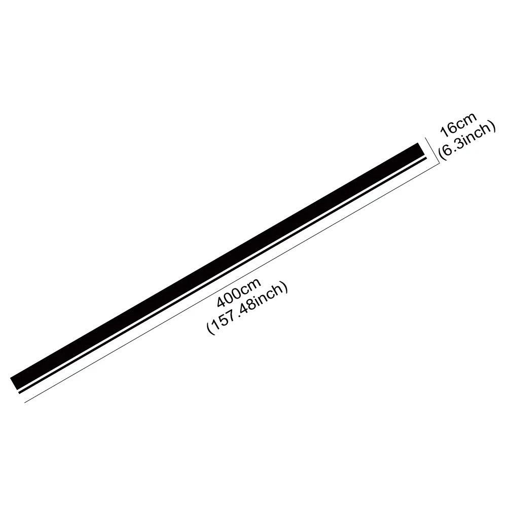 Long Racing Stripe Car Decal – 400 × 16cm PVC Hood Roof & Trunk Vinyl Sticker - Delicate Leather
