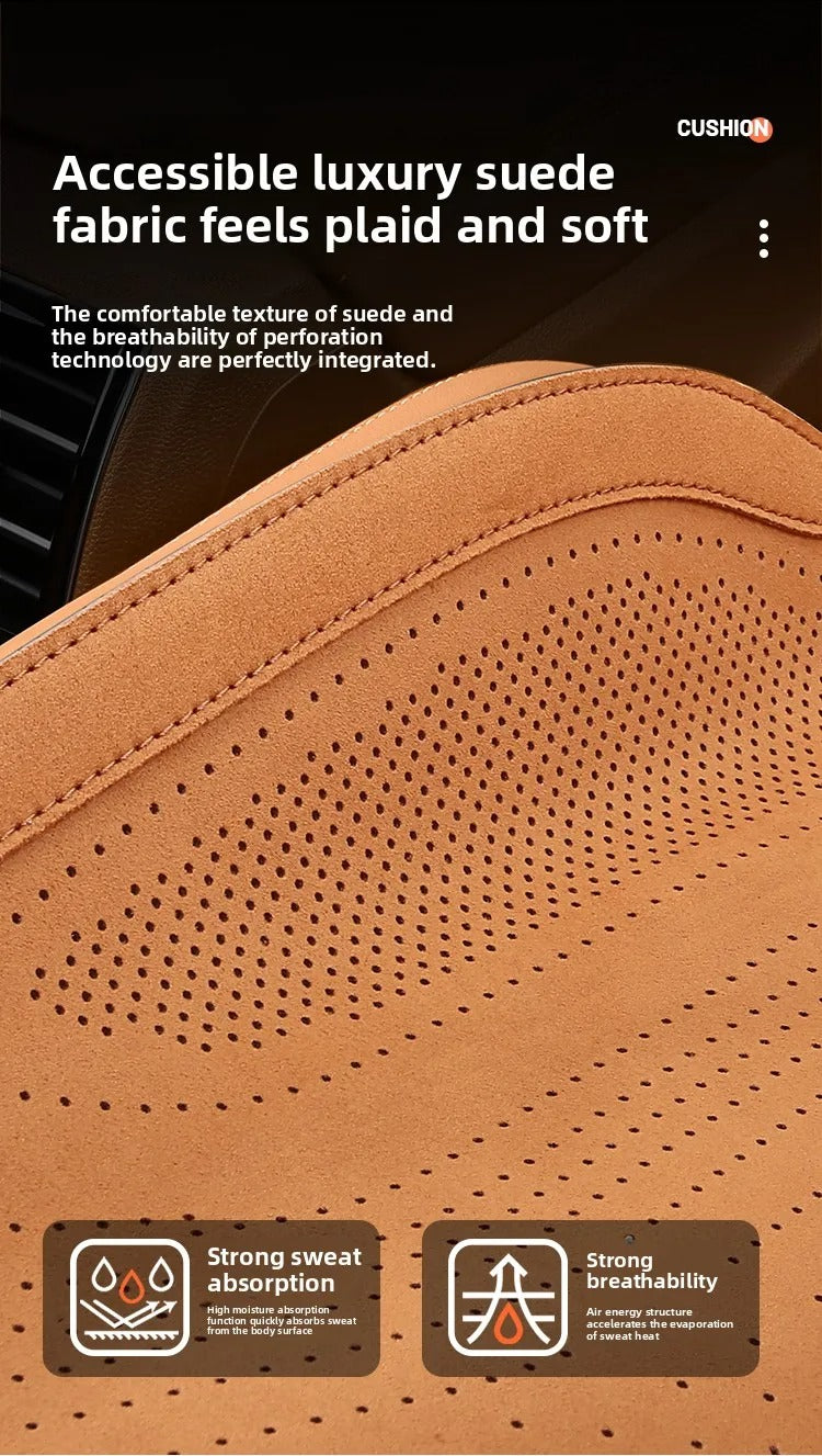 Universal Perforated Suede Car Seat Covers Full Set – Breathable Artificial Leather Seat Covers for Cars & SUVs, Four Seasons - Delicate Leather