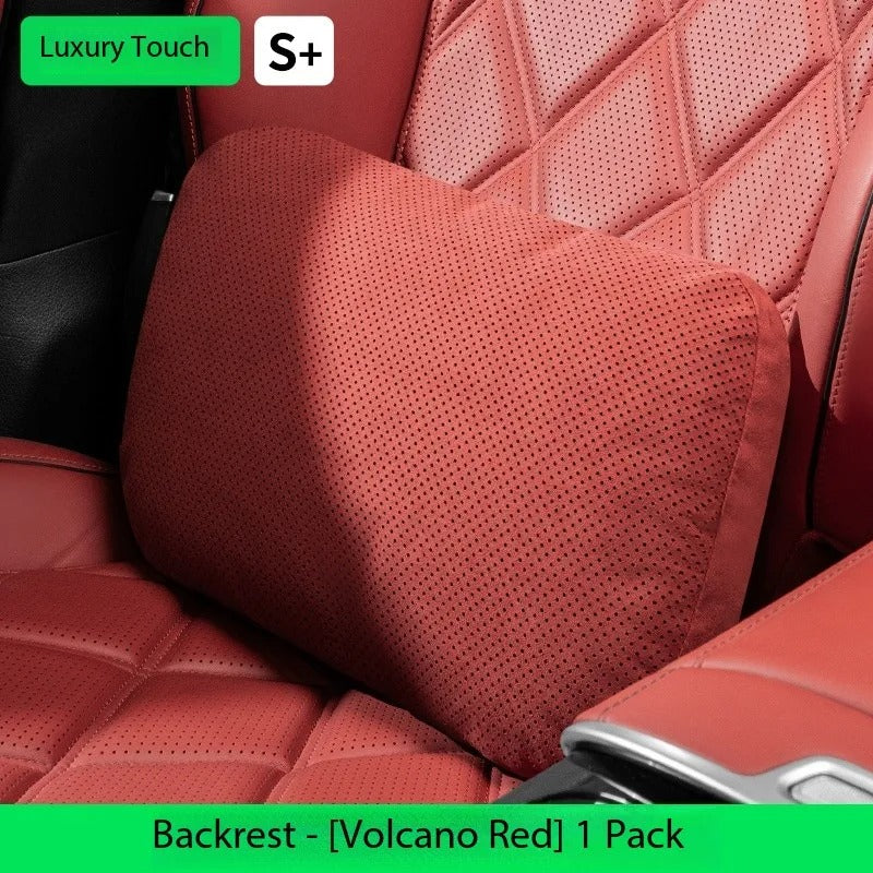 Luxury Suede Car Headrest and Lumbar Cushion Set – Breathable All-Season Support Pillows for Vehicle Seats - Delicate Leather  
