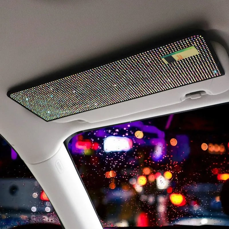 Bling Rhinestone Car Sun Visor Extender – Glare Shield with Card & Ticket Holder