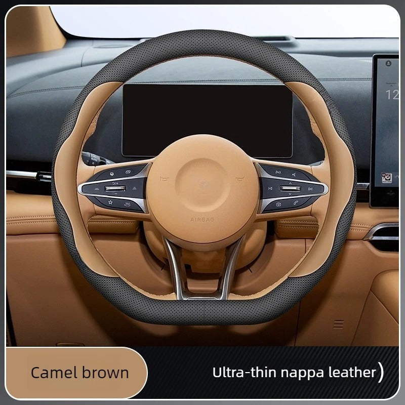 Custom Fit Leather Steering Wheel Cover – Non-Slip Interior Accessory - Delicate Leather