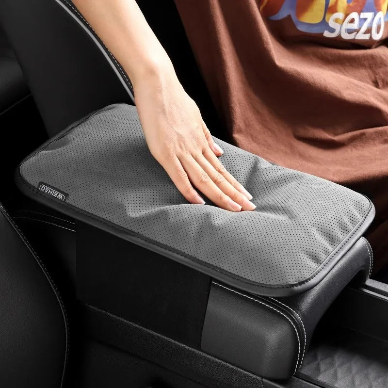 Universal Suede Car Armrest Cushion – Raised Center Console Pad for Comfort and Interior Protection - Delicate Leather  