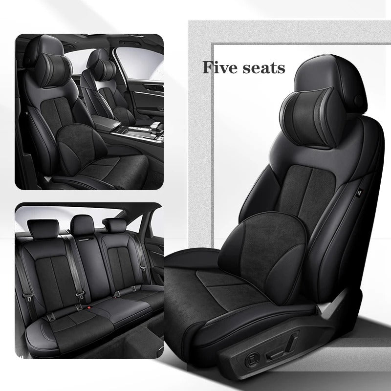 Custom Car Seat Cover Car Accessories Leather+Suede - Delicate Leather  