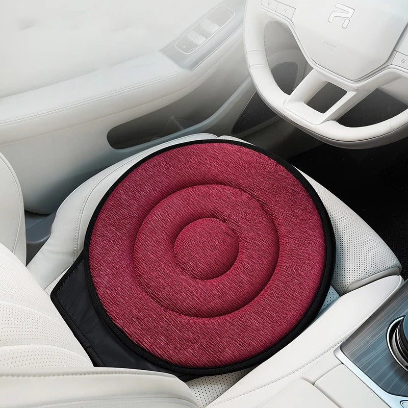 360° Rotating Seat Cushion – Swivel Pad for Cars, Office, and Home Chairs - Delicate Leather  