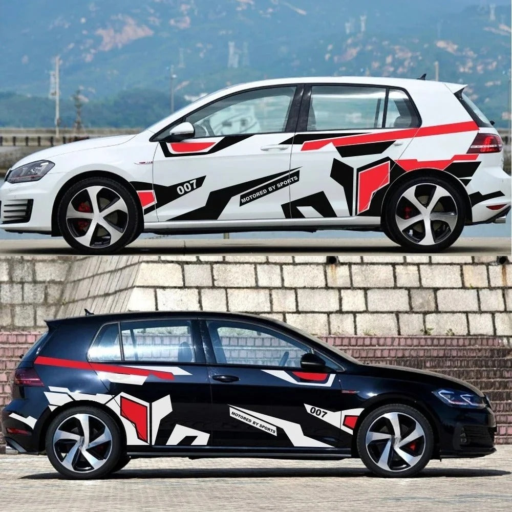 2PCS Car Side Body Decals – Universal DIY Graphic Vinyl Stickers for Vehicle Exterior - Delicate Leather