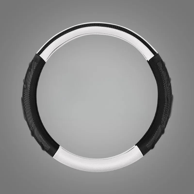 Carbon Fiber Steering Wheel Cover – Universal 38CM O/D Shape Honeycomb Non-Slip Grip - Delicate Leather