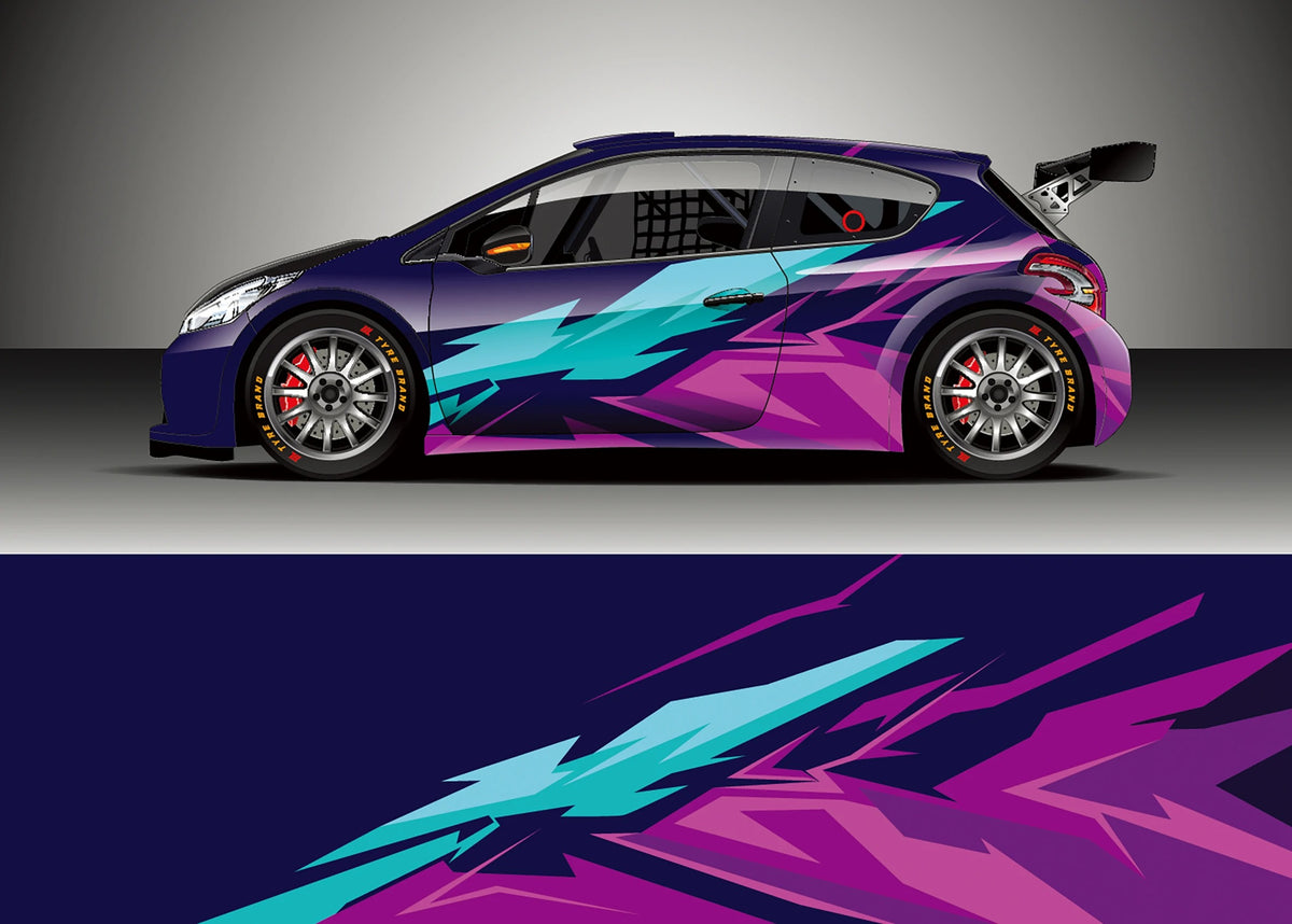 Color Stitching Car Body Decal – Camo Racing Graphic PVC Vinyl Wrap 300 × 60cm - Delicate Leather