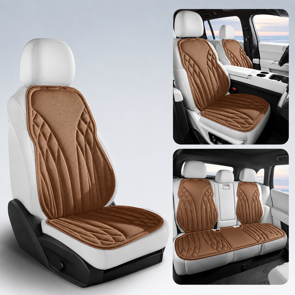 Breathable Latex Car Seat Cushion – Universal Non-Slip Cooling Seat Cover - Delicate Leather