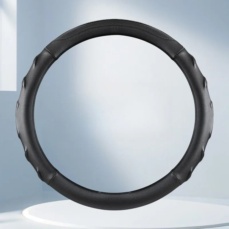 Nappa Leather Steering Wheel Cover 38cm – Universal Anti-Slip Car Steering Grip - Delicate Leather