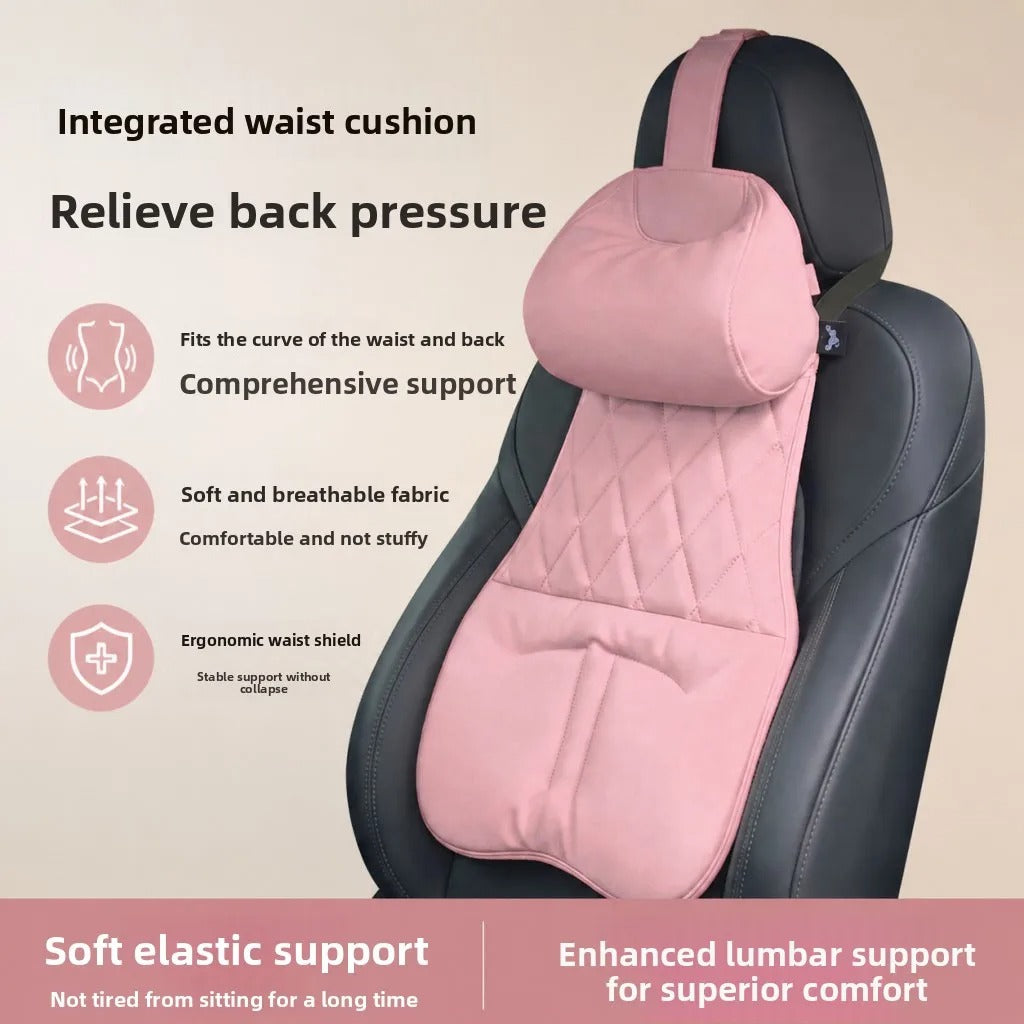 Universal Leather Car Headrest Cushion – Breathable Neck & Lumbar Support Pillow - Delicate Leather