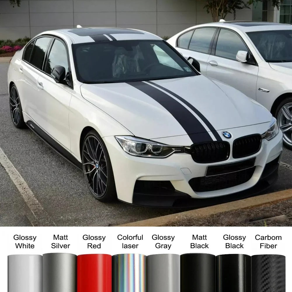 Long Racing Stripe Car Decal – 400 × 16cm PVC Hood Roof & Trunk Vinyl Sticker - Delicate Leather