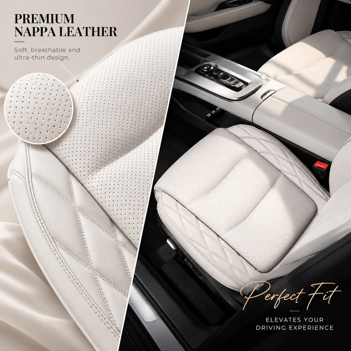 Nappa Leather Car Seat Cushion Protective Auto Seat Cover Pad for Vehicles Universal Fit - Delicate Leather
