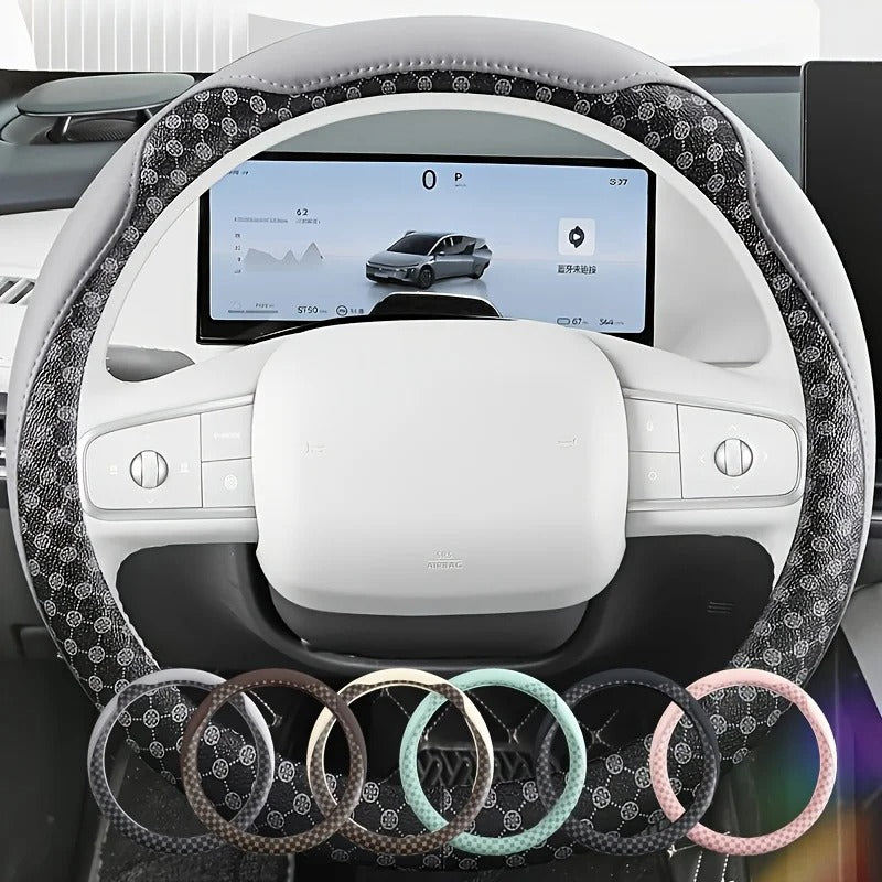 Vintage PU Leather Steering Wheel Cover – Universal All-Season Non-Slip Grip - Delicate Leather