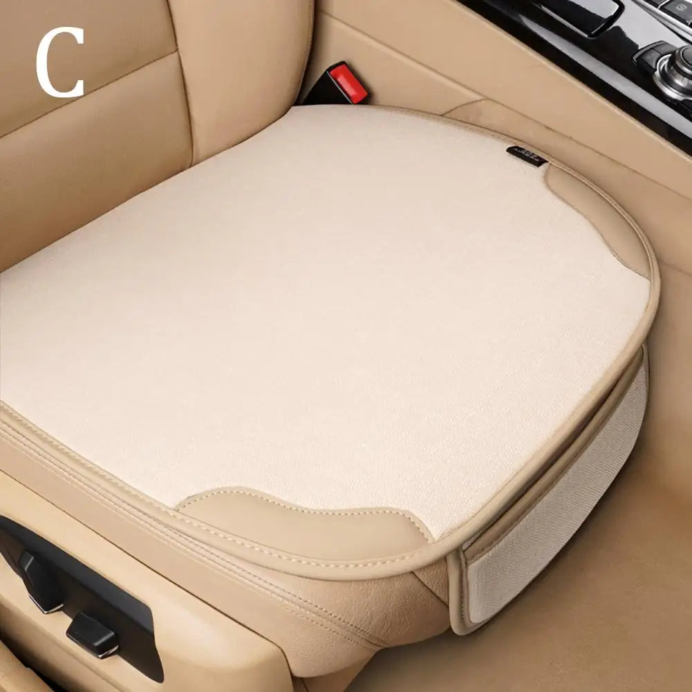 Car Flax Seat Cover – Universal Front Seat Protector, Breathable, Anti-Scratch, Four Seasons - Delicate Leather  
