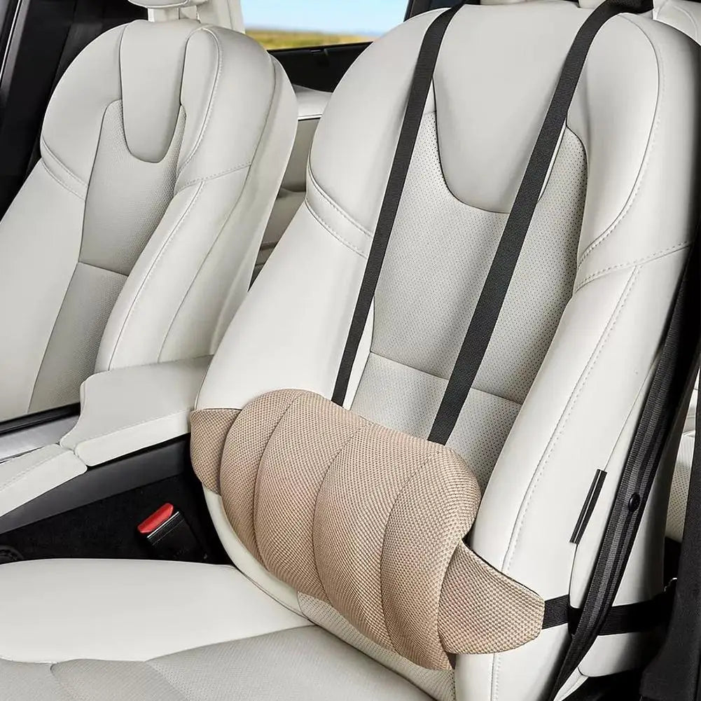 Memory Foam Car Lumbar Cushion – Ergonomic Seat Back Pillow for Vehicle Seats - Delicate Leather  