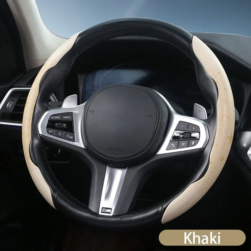 Universal Five-Point Star Steering Wheel Cover 38cm – Breathable Ultra-Thin Non-Slip Car Steering Wheel Protector - Delicate Leather