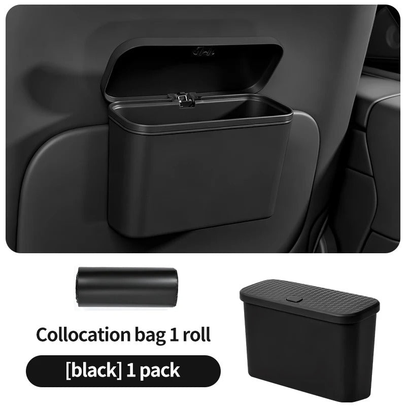 Multifunctional Hanging Car Trash Can – Press-Type Lid Leak-Resistant Storage Bin - Delicate Leather