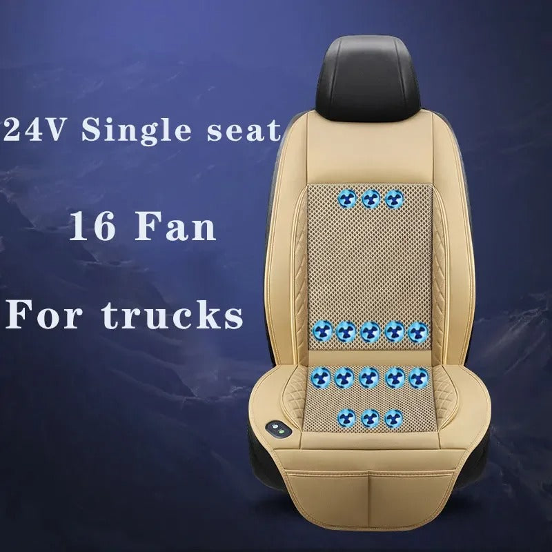 12V/24V Ventilated Massage Car Seat Cushion – Cooling and Air Circulation Pad for Summer Use - Delicate Leather  