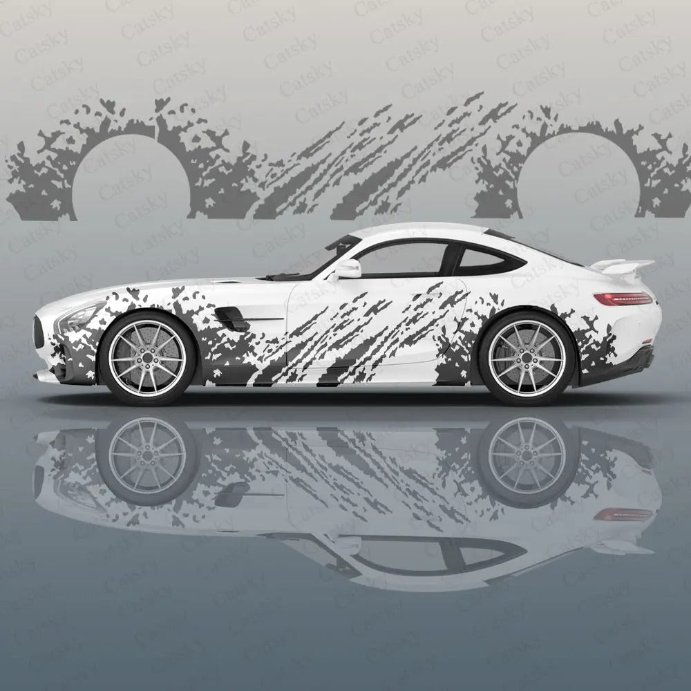 Ink Splatter Car Side Vinyl Decal – Racing Style Exterior Graphic Sticker - Delicate Leather