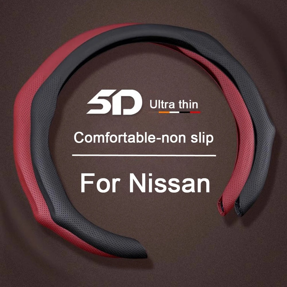 Leather Steering Wheel Cover – 38cm Universal Non-Slip Breathable Design for Cars and SUVs - Delicate Leather  